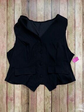 Black Tailored Button Front Vest Top | 2X Minimal Chic Layering Piece